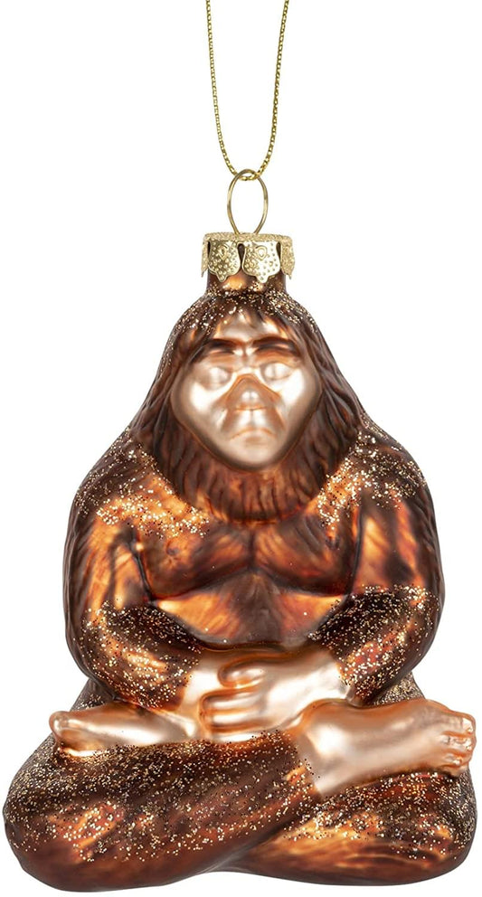 Enlightened Bigfoot Hand-Blown Glass Holiday Ornament