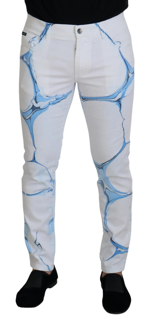 White Blue Denim Cotton Jeans Stretch Skinny Fit Pant