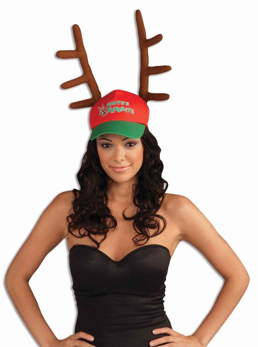 Santa's Favorite Cap With Antlers Hat One Size Fits Most