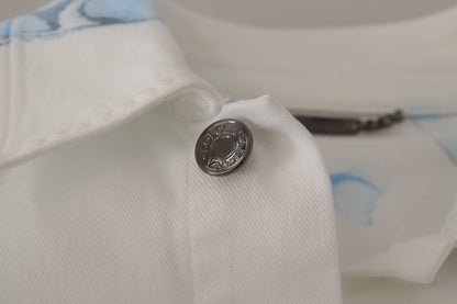 White Cotton Logo Embroidery Denim Jacket