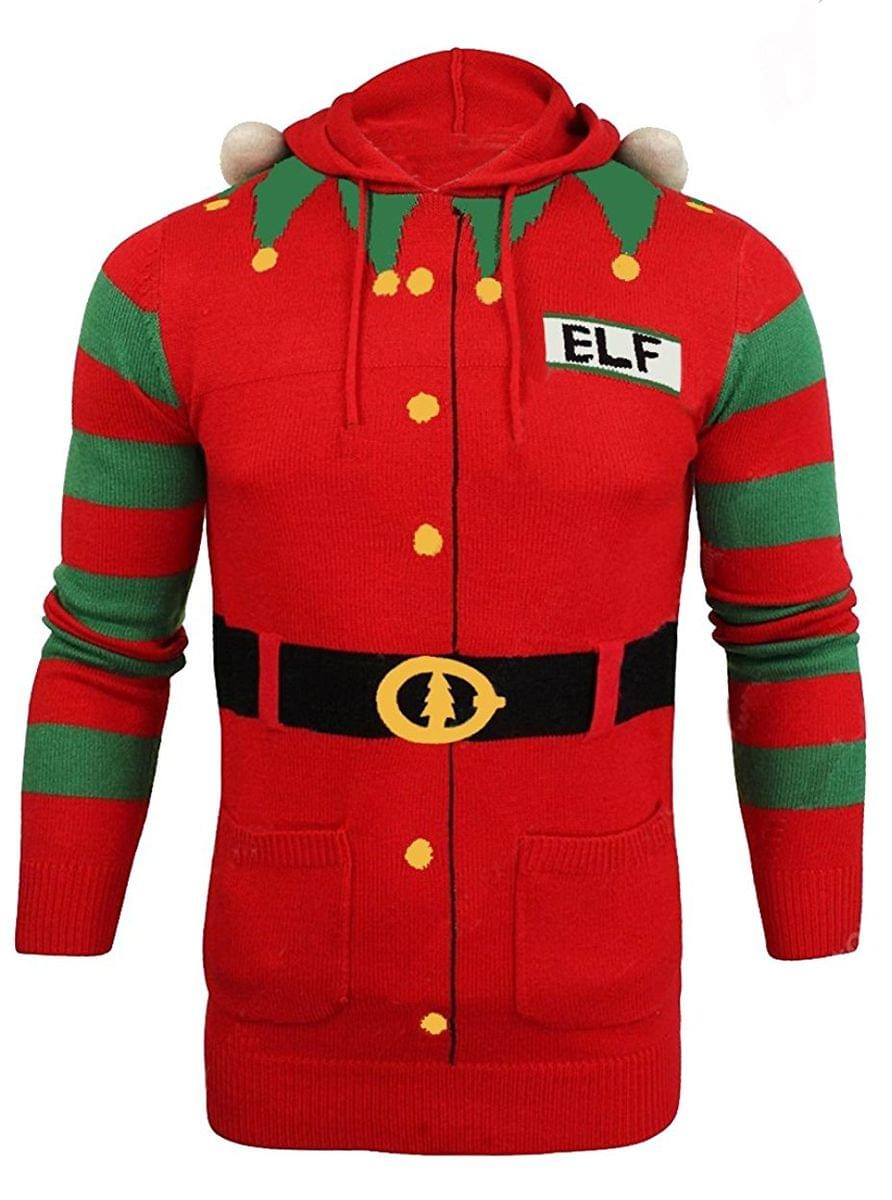 Christmas Elf Hooded Knit Sweater Medium