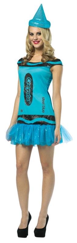 Crayola Glitz & Glitter Dress Costume Adult: Steel Blue 4-10