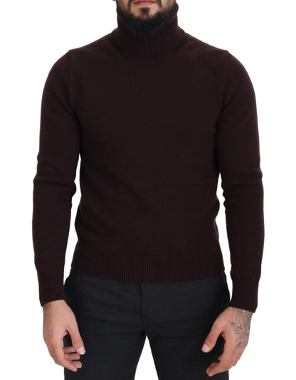 Brown Wool Turtle Neck Pullover Sweater