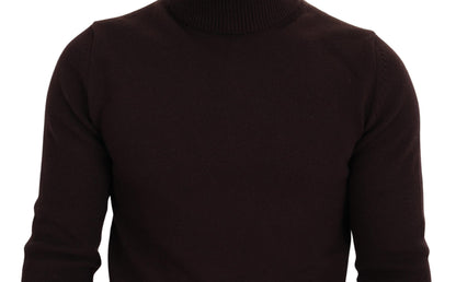 Brown Wool Turtle Neck Pullover Sweater