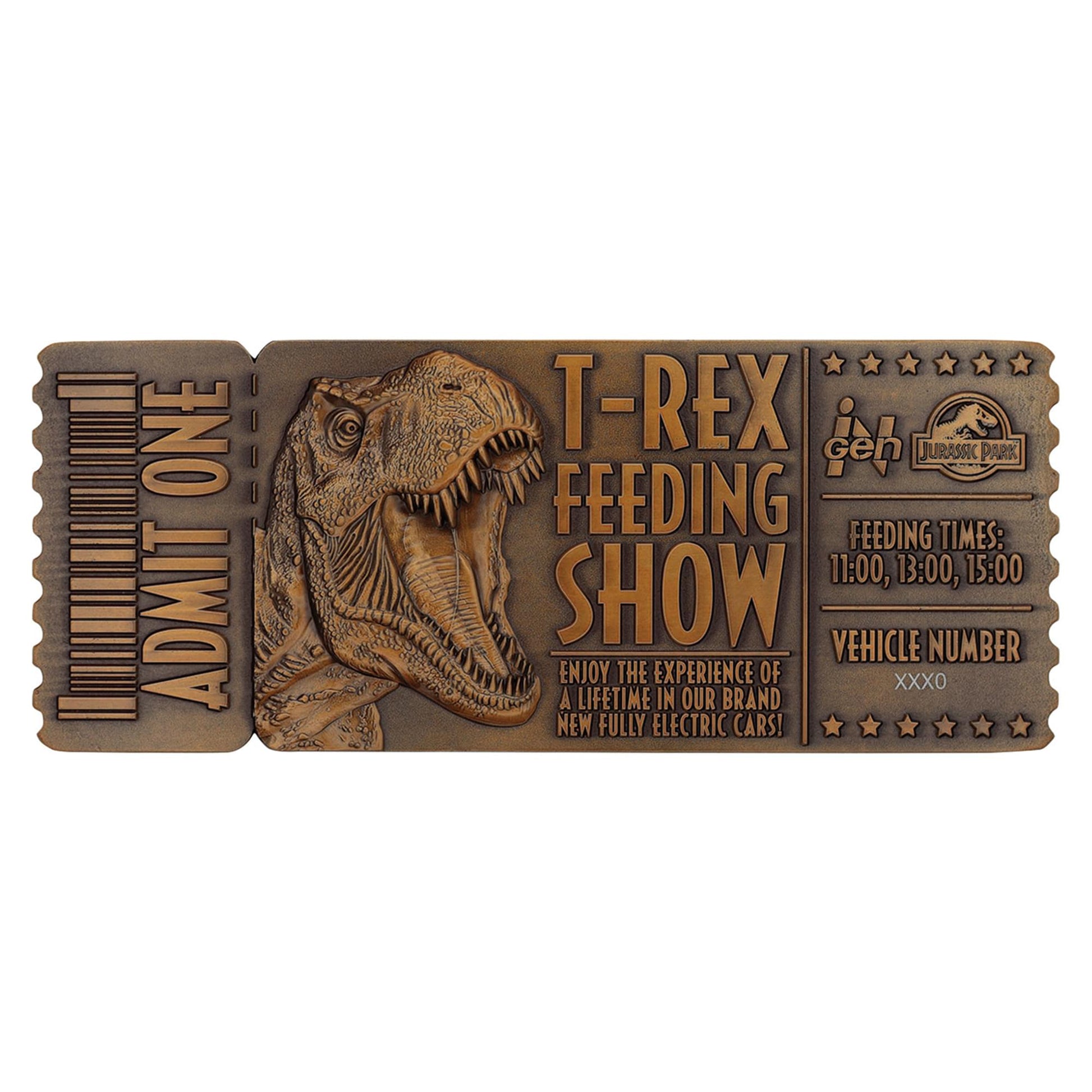 Jurassic Park Feeding Show Ticket Metal Replica