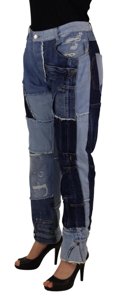 Multicolor Patchwork High Waist Denim Jeans