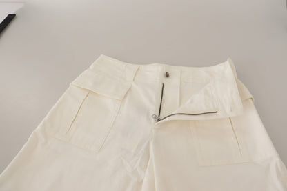 White High Waist Tapered Women Cotton Pants