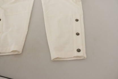 White High Waist Tapered Women Cotton Pants