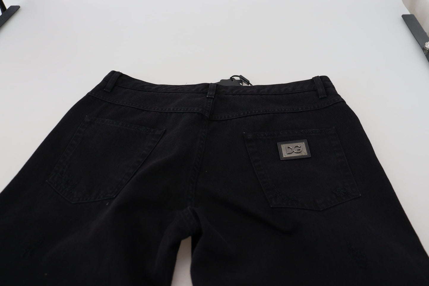 Black Loose Regular Torn Cotton Jeans