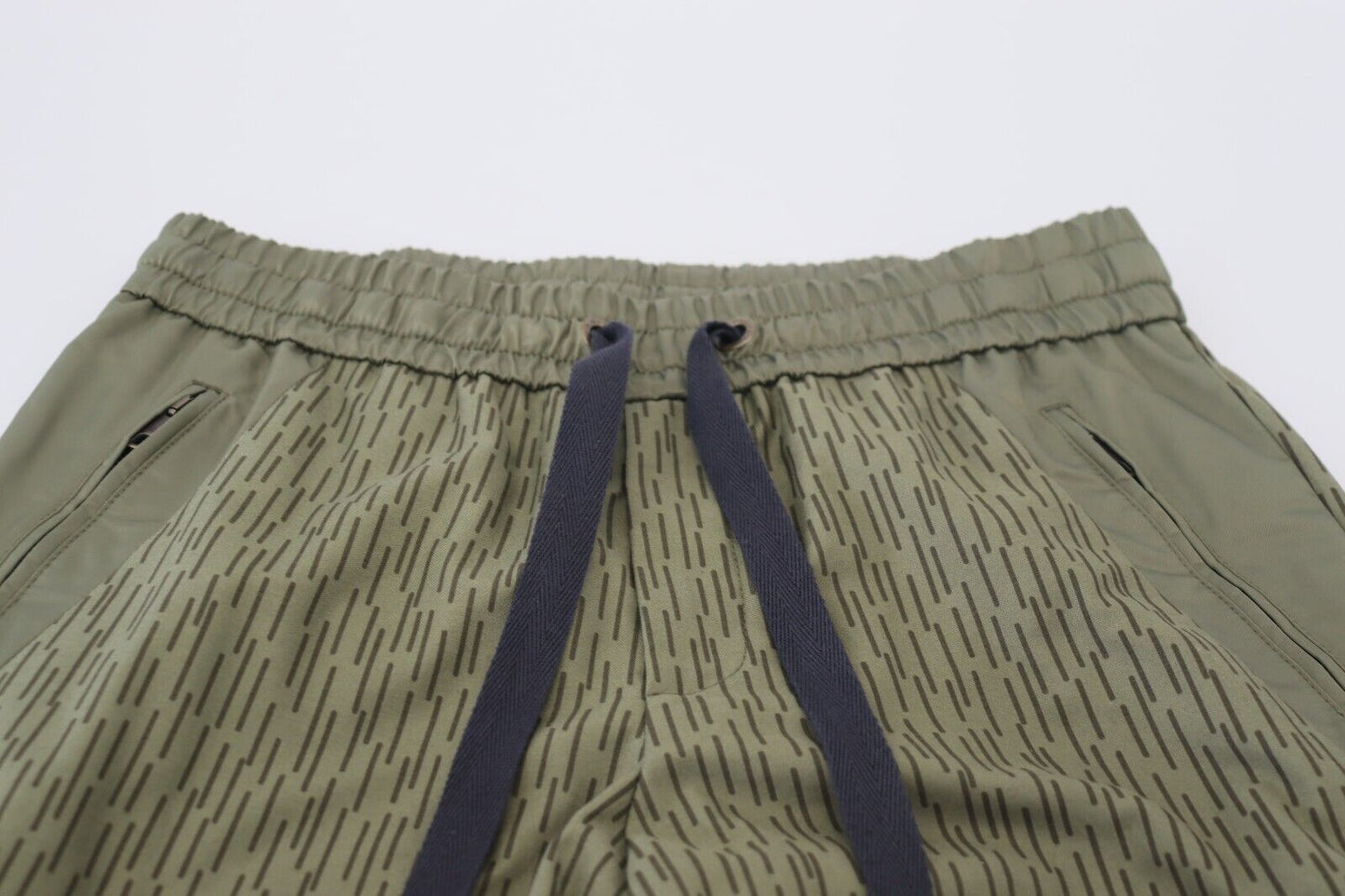 Green Striped Cargo Zipper Leg Men Trouser Pants