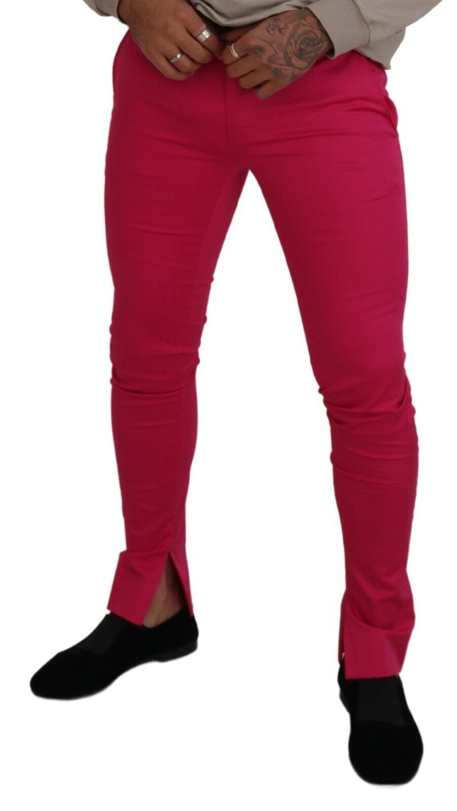 Pink Zipper Buckle Waist Trousers Pants
