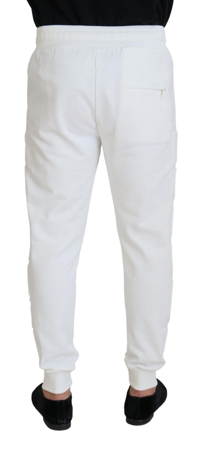 White Sport Logo Cotton Sweatpants Trousers Pants
