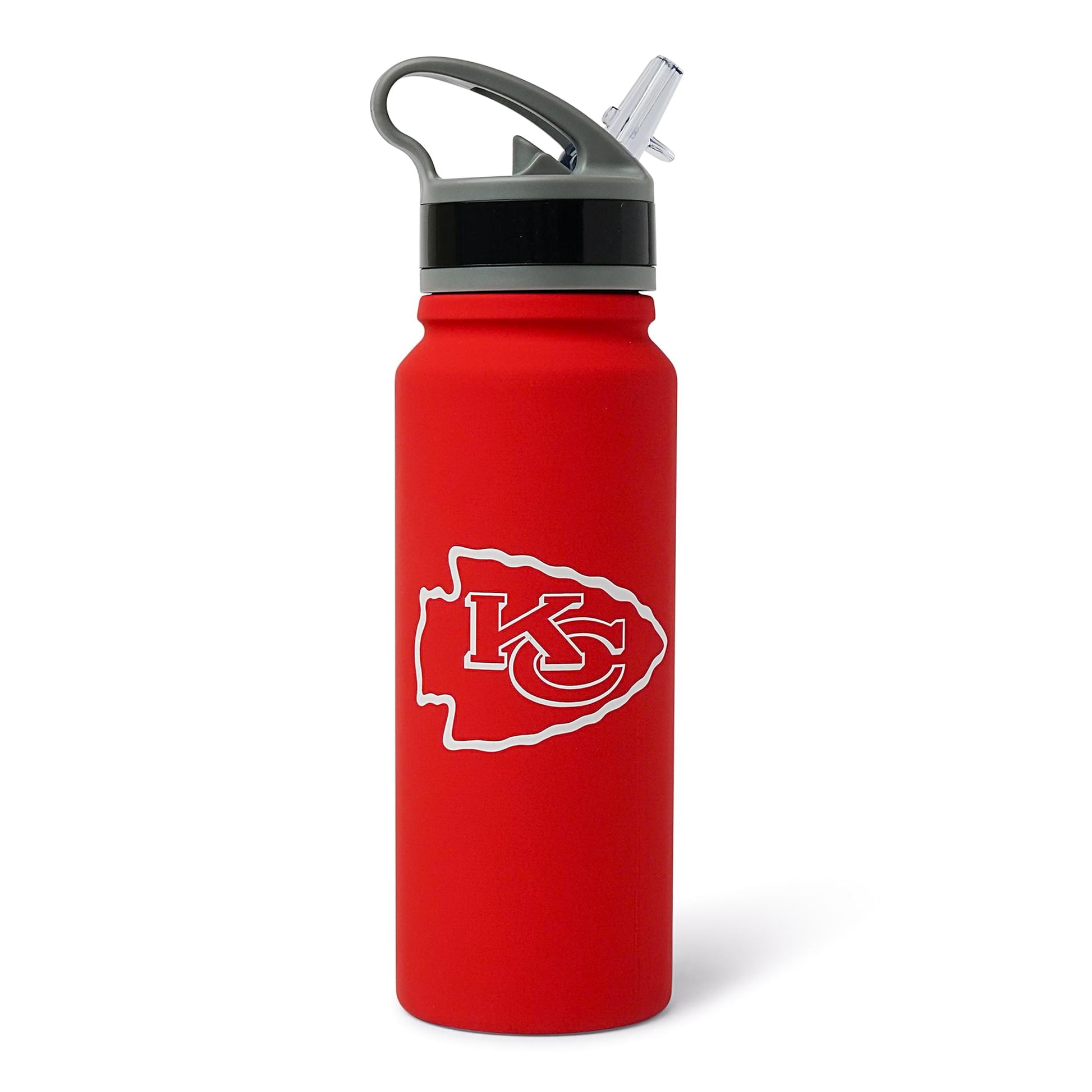 Kansas City Chiefs Logo 25-Ounce Stainless Steel Flip-Top NFL Water Bottle