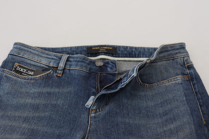 Blue Washed Cotton Tattered Denim Jeans