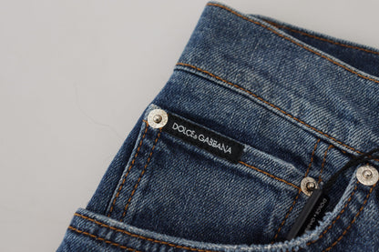 Blue Checkered Back Skinny Denim Jeans
