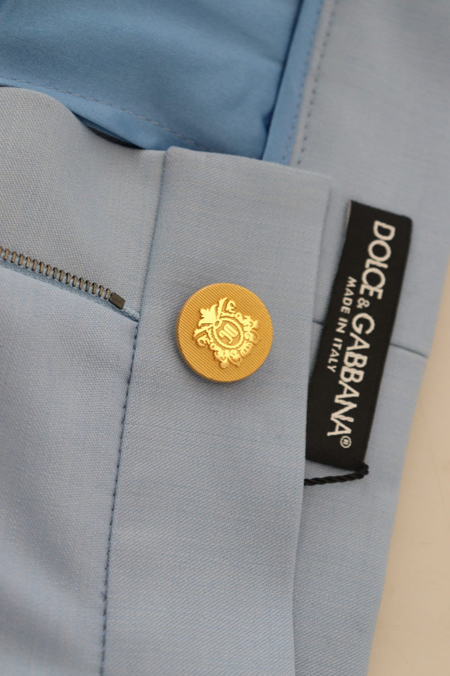 Light Blue Button Wide Leg Pants