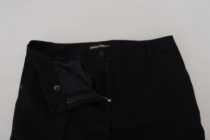 Black Tapered Women Wool Pants