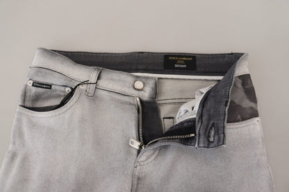 Gray Washed Skinny Men Denim Jeans