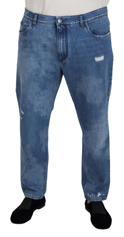 Blue Washed Cotton Casual Denim Jeans
