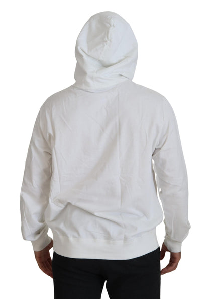 White Cotton Hooded Sweatshirt Sweater