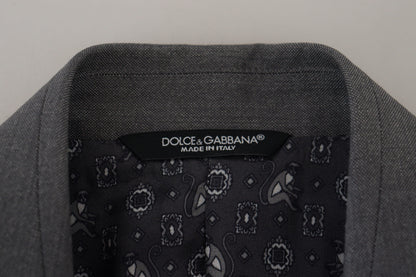 Gray Wool Silk Slim Fit Jacket Blazer