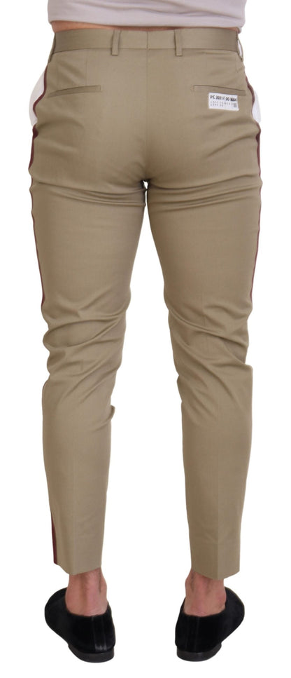 White Brown Slim Fit Chino Pants