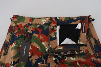 Multicolor Cotton Camouflaged Cargo Shorts