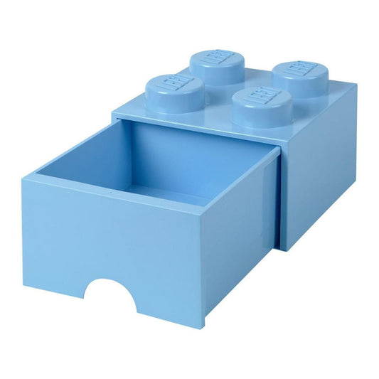 LEGO Brick Drawer, 4 Knobs, 1 Drawer, Stackable Storage Box, Light Blue