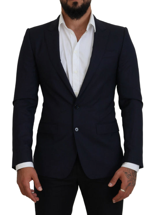 Blue Wool Slim Fit Formal Coat Blazer