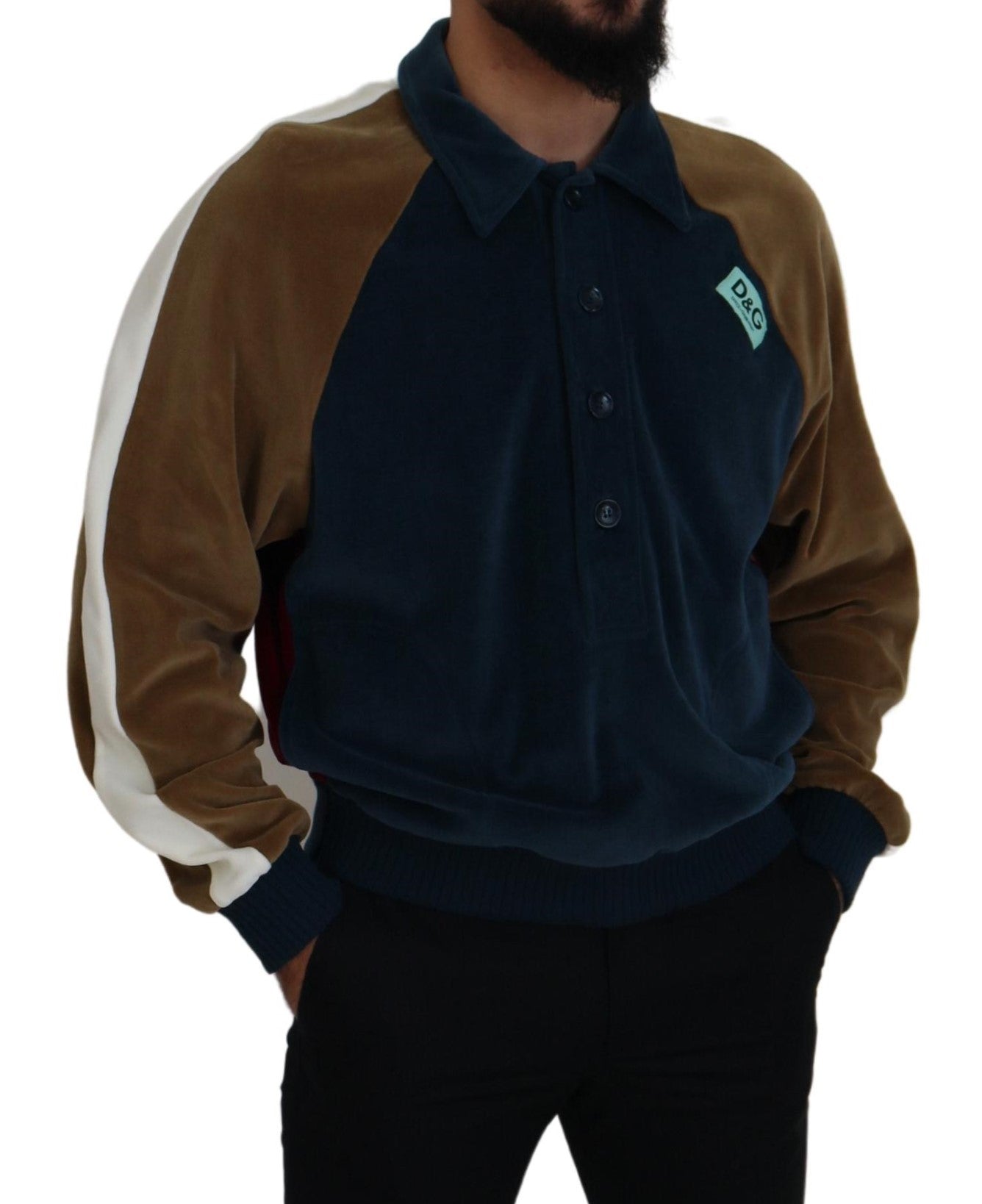 Multicolor Cotton Collared Pullover Sweater