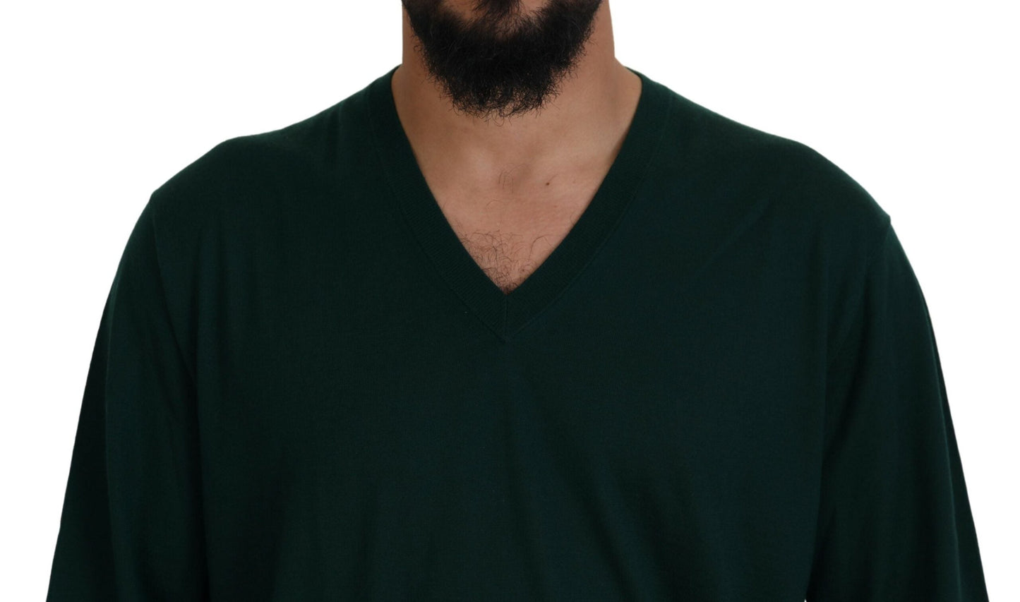 Green Cashmere V-neck Pullover Sweater