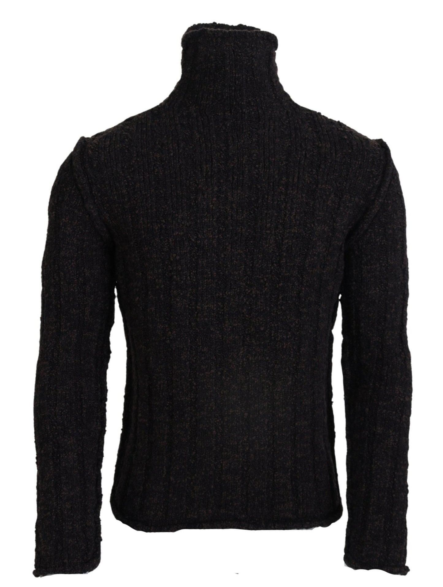 Brown Wool Knit Turtleneck Pullover Sweater