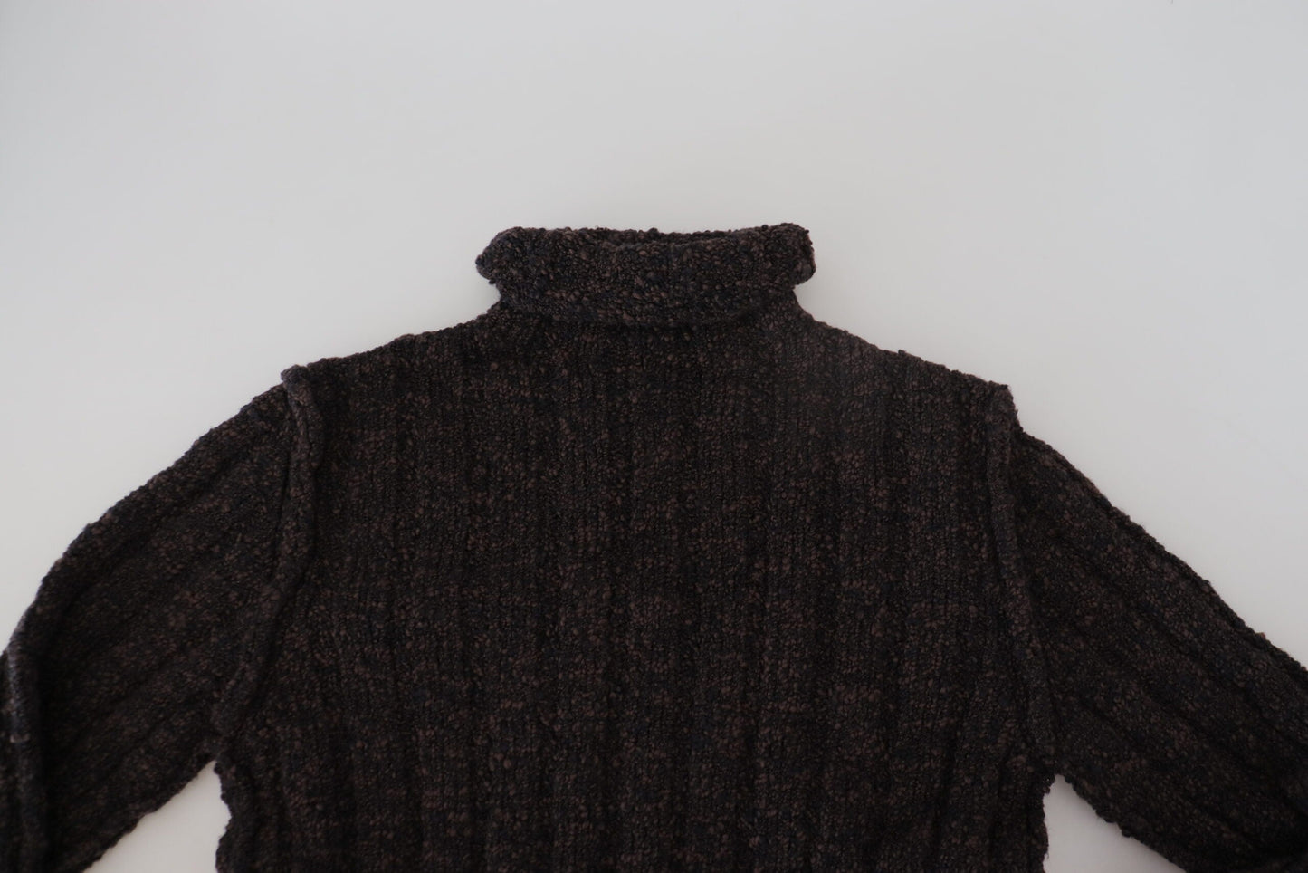 Brown Wool Knit Turtleneck Pullover Sweater