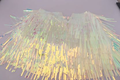 Multicolor Iridescent Fringed Tulle Skirt