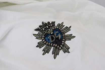 White Cotton Hooded Sweatshirt Logo Sweater