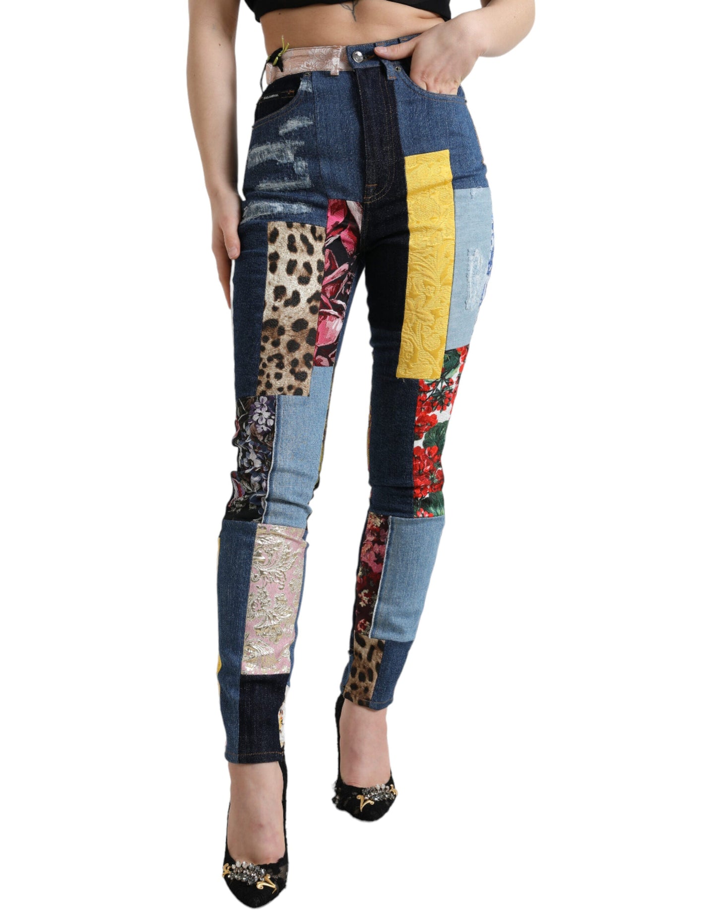 Multicolor Patchwork GRACE Skinny Denim Jeans
