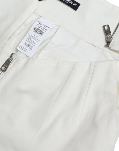 Black White Cotton Cut Out Waist Tapered Pants