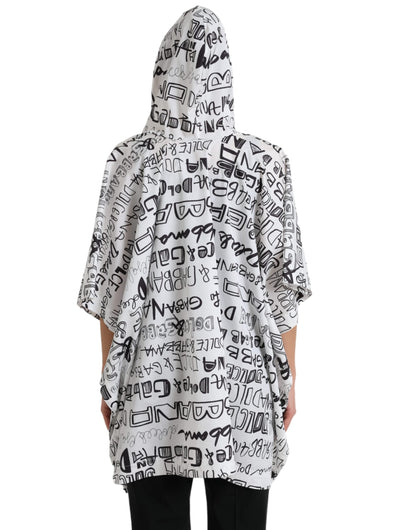 White Logo Print Hooded Blouson T-shirt Top