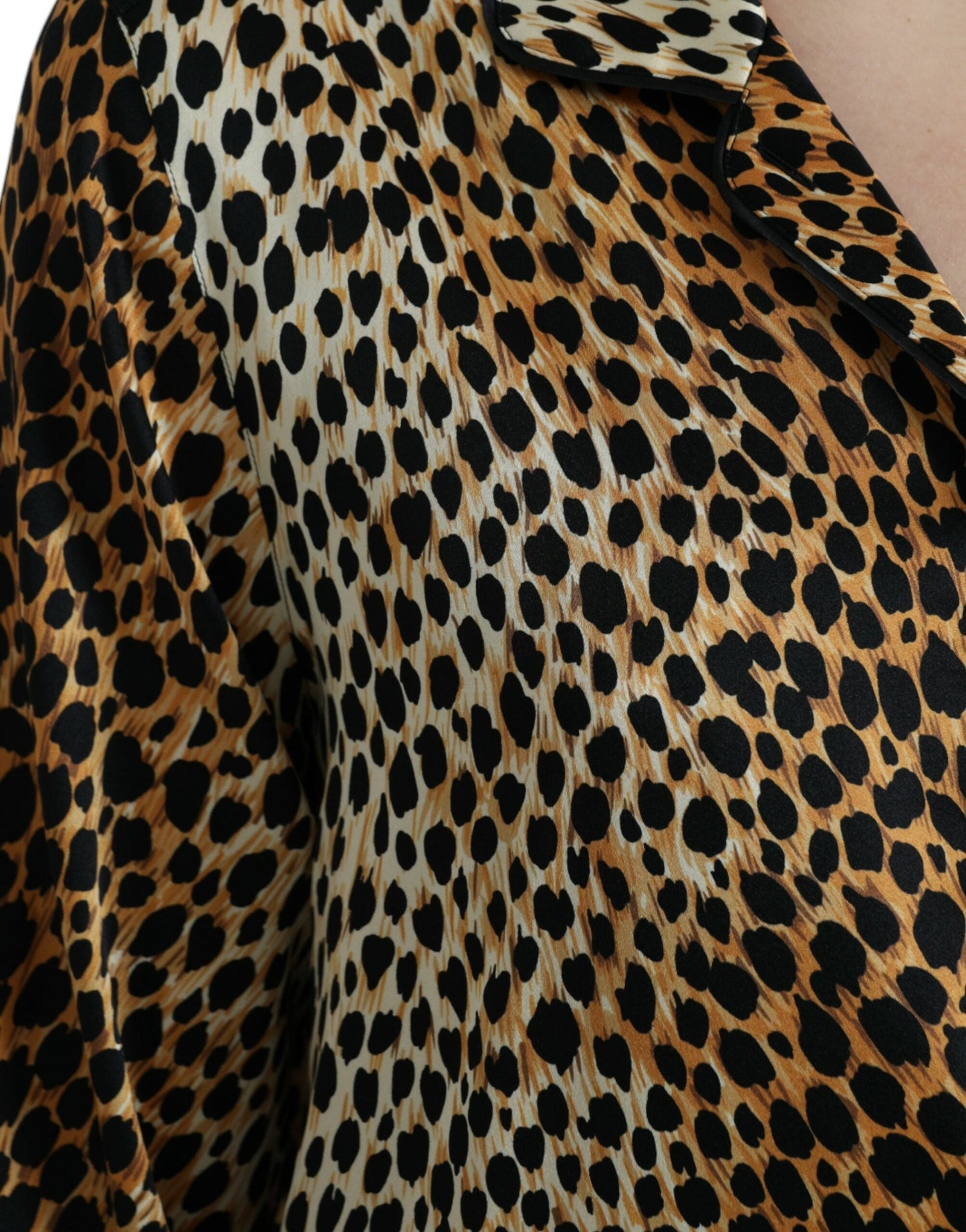 Brown Leopard Print Long Sleeves Blouse Top