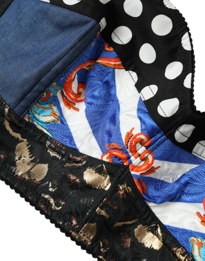 Multicolor Floral Patchwork Bustier Crop Top