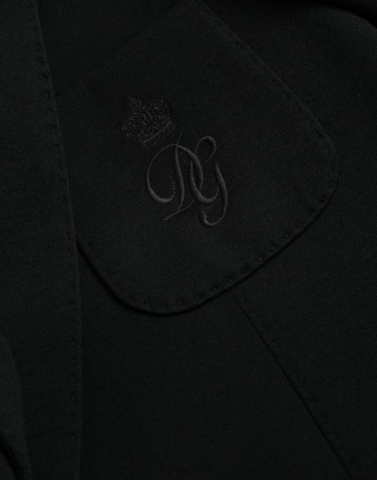 Black Wool Notch Single Breasted Coat Blazer