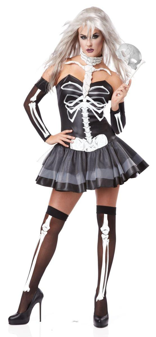 Sexy Skeleton Masquerade Costume Dress Adult Medium