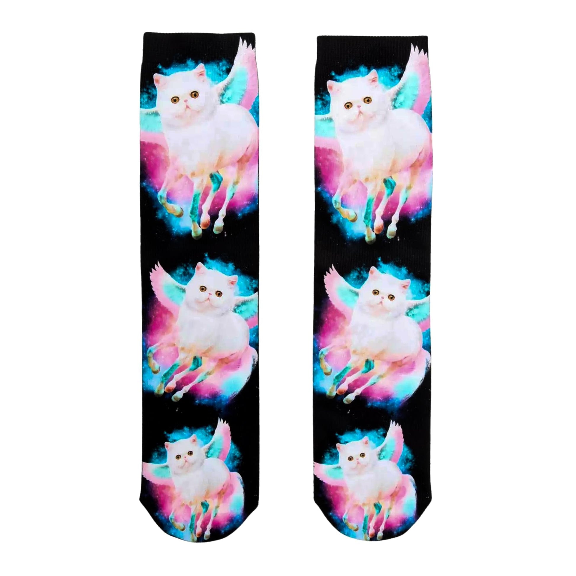 Unicorn Cat Photo Print Crew Socks
