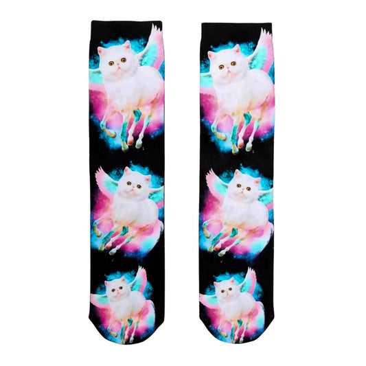 Unicorn Cat Photo Print Crew Socks