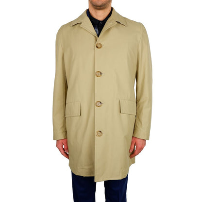 Beige Cotton Men Trench Coat