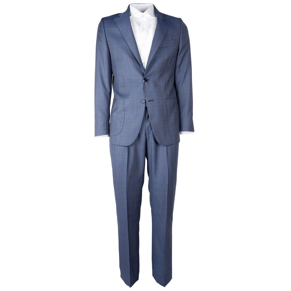 Blue Wool Men Suit Jacket Trouser Combo