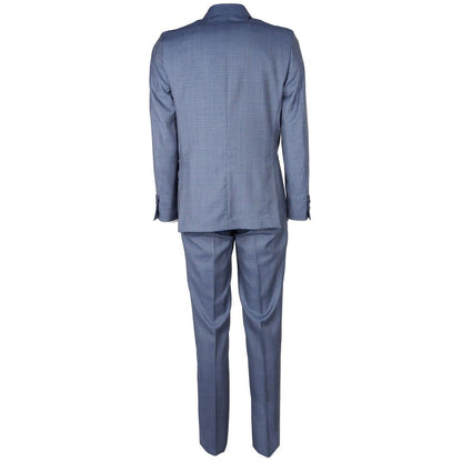 Blue Wool Men Suit Jacket Trouser Combo