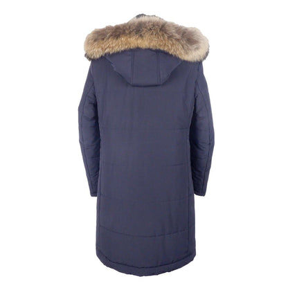 Blue Wool Men Raincoat