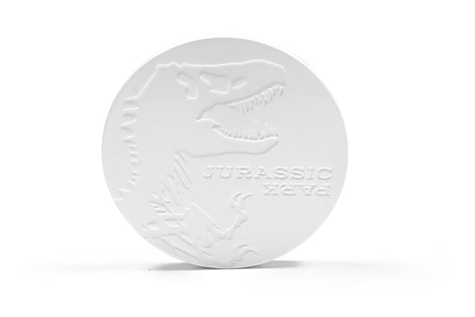 Jurassic Park Tyrannosaurus Rex Logo Heavy Duty Ceramic Coaster | 4 Inches Round