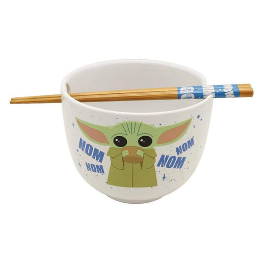 Star Wars: The Mandalorian Grogu "Nom Nom" 20-Ounce Ramen Bowl With Chopsticks